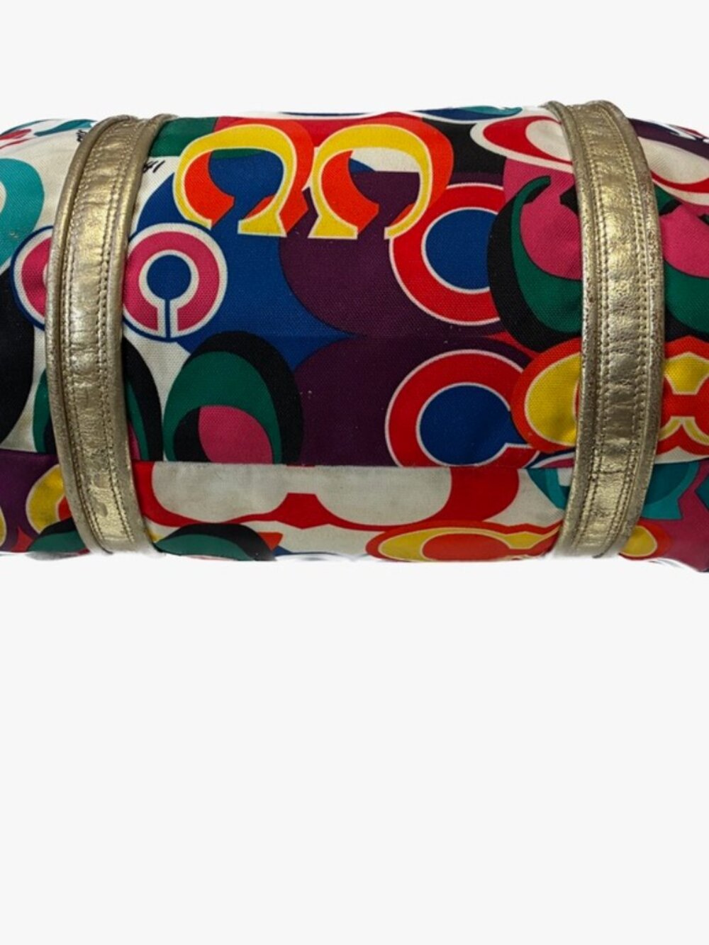 Coach Poppy Glam Tote Multicolor Signature Canvas Metallic Gold 13830 - Picture 12 of 16